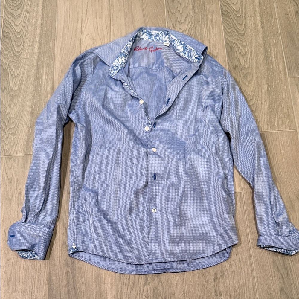 Robert Graham Boys Blue and White Button Up Size 14-16